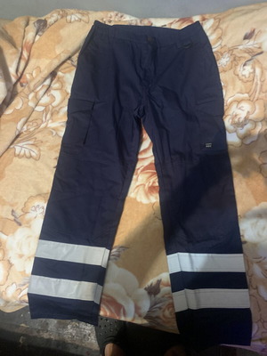Axon work pants with elastic waist, blue, size L, new