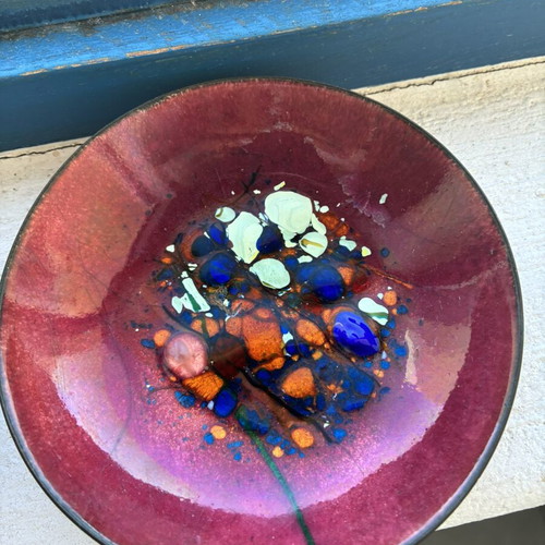 Vintage Artemis enamel bowls set of 2, used, mid-century Greek art