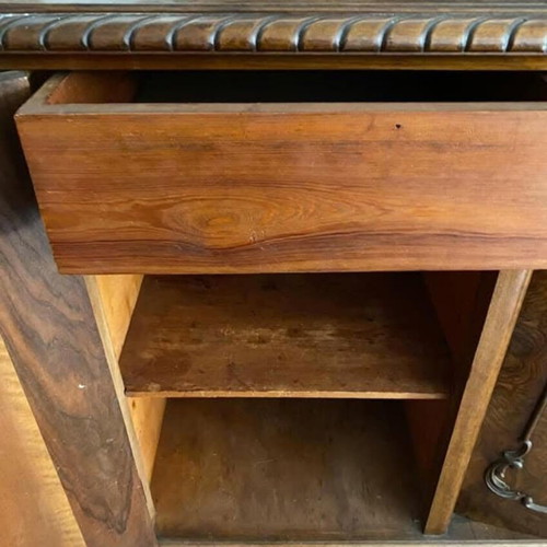 Antique walnut wood buffet used with lion feet