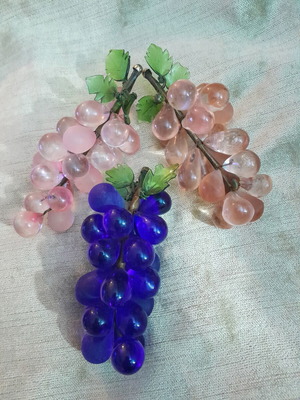 Glass grape set used, handblown 14cm