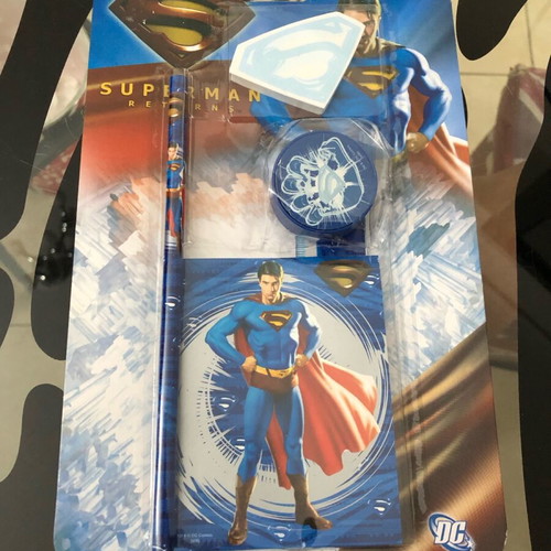 Superman Returns school set new DC Comics with pencil, ruler, sharpener, eraser and notebook