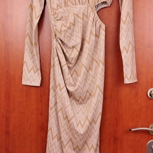 Glitter magenta pencil dress new, beige gold