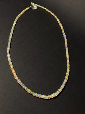 Handmade choker with yellow Ethiopian opal 43 cm and silver 925 clasp new