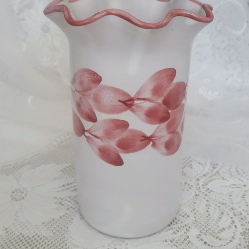 Gabriel Keramik vintage vase like new with handpainted burgundy leaves