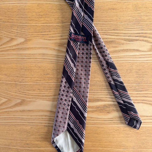 Boem vintage tie with 70s geometric patterns, made in Italy