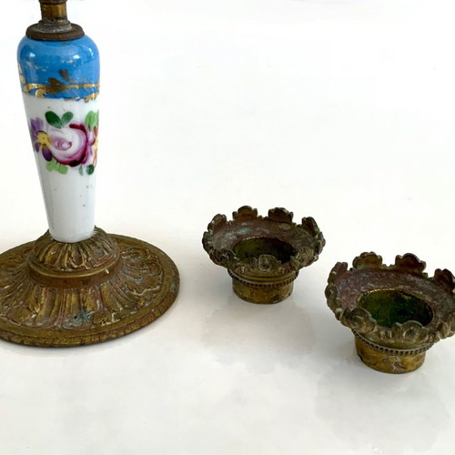 Bronze French vintage Sèvres style candlesticks used