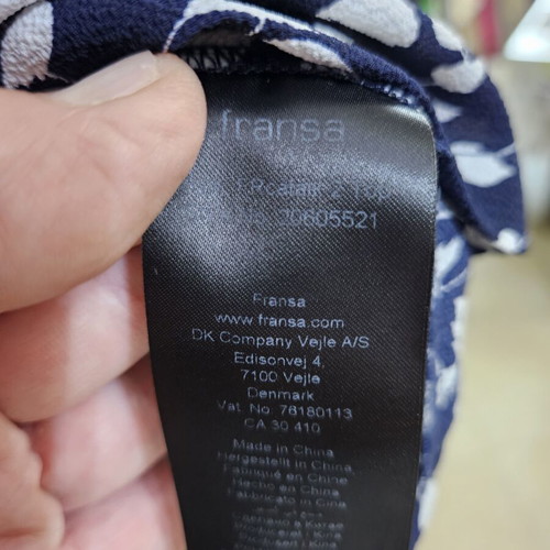 Fransa women's set skirt and blouse like new, white and blue