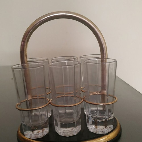 Vintage ouzo glass set used, 6 pieces