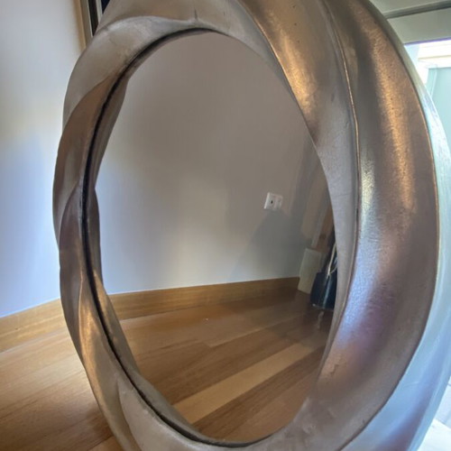 Silver round wall mirror like new