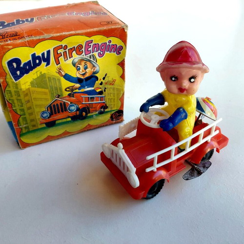 Wind-up fire extinguisher toy 60s Elvip new