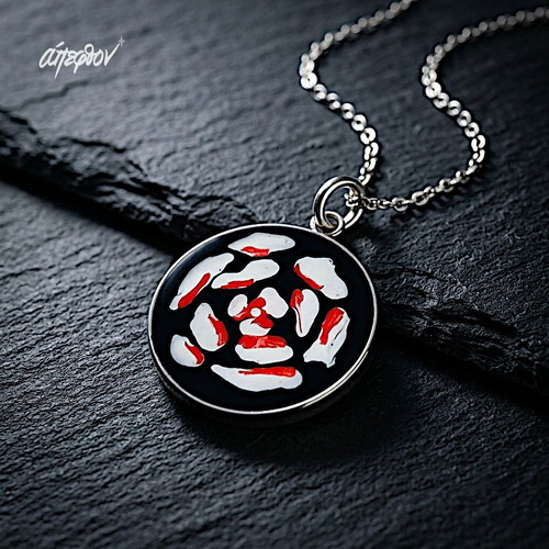 Rosa Aeterna Necklace new, hand-painted rose, stainless steel