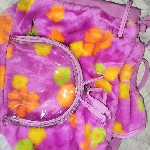 Backpack new purple with flowers