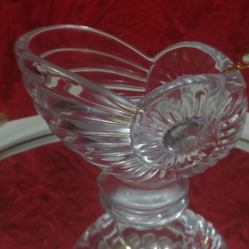 Art Nouveau Vannes le Chatel Nautilus Shell Crystal Candy Dish