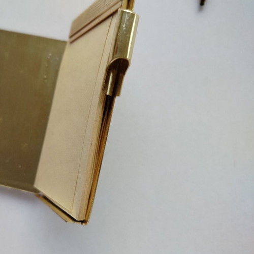 Vintage metal pocket notebook with built-in pencil and papers, Japan No14917 used