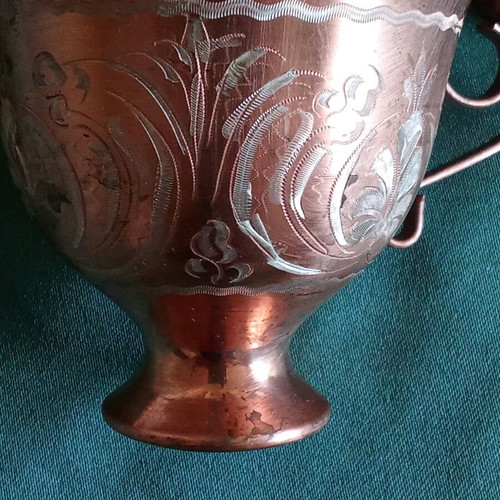 Copper coffee cups and jug set with two rakia cups like new