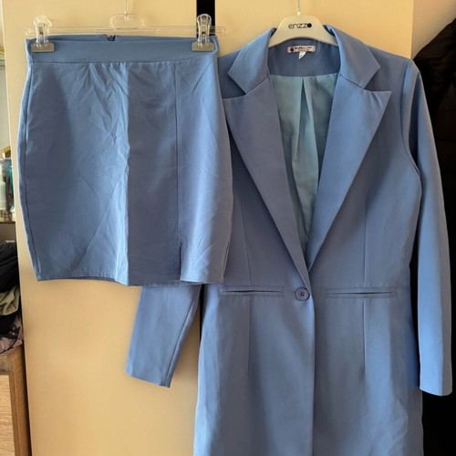 Zara suit set jacket and skirt like new, blue and turquoise, small and medium