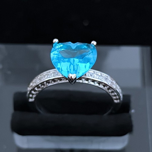 Heart Ring with Blue Stone and Zirconia Elegant Design new