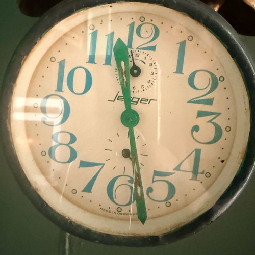Vintage German Jerger Table Analog Alarm Clock Used