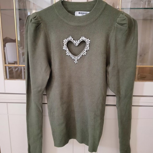 Women's blouse like new with unique bust design, green, size S