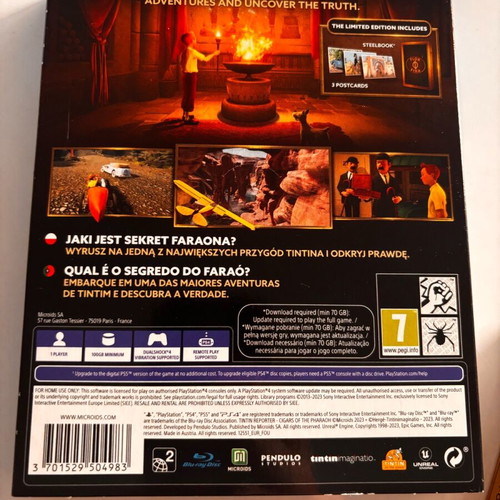 PS4 Tintin Cigars of the Pharaoh Steelbook like new