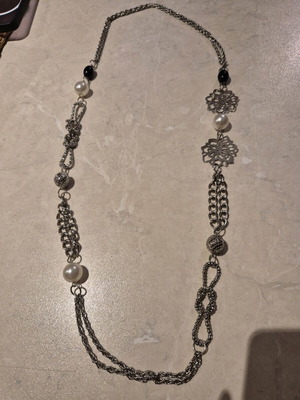 Unique Statement Necklace New Silver with Filigree and Pearls