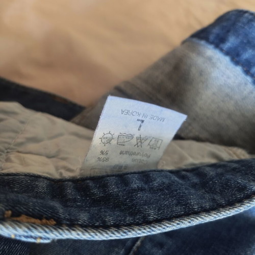 Elastic slim fit blue jeans, size large