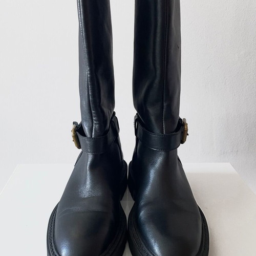 Zara black riding boots size 38 like new with gold buckle