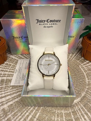 Juicy Couture JC1326GPWT women's watch new, gold case and white strap