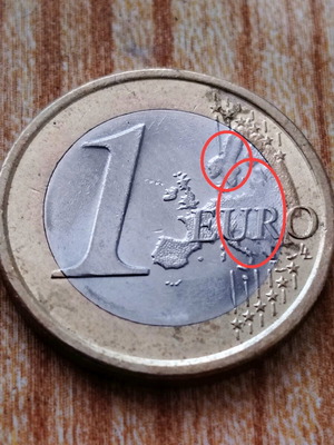 1 ευρώ Ιταλία 2023 μεταχειρισμένο νόμισμα με σπάνια λάθη