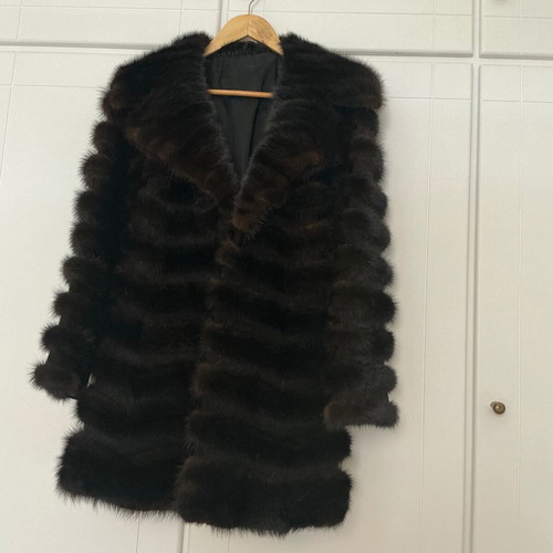 Mink fur women's half coat like new, dark brown