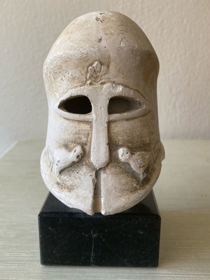 Gypsum helmet on marble base used