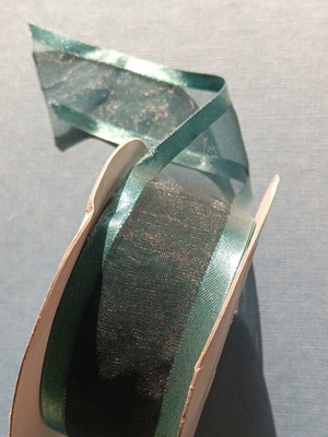 Transparent decorative organza ribbon, cypress green, 3.8 cm x 15 m