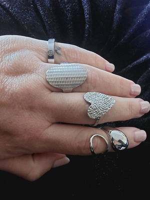 Adjustable rings silver stainless steel new