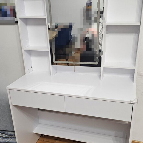 Boudoir vanity furniture with LED mirror and storage