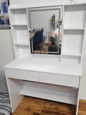 Boudoir vanity furniture with LED mirror and storage