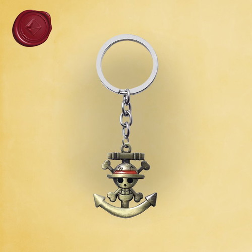 One Piece Straw Hat Anchor metal keychain new, gold color