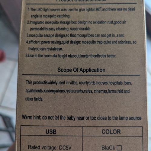 Mosquito trap device with USB cable new