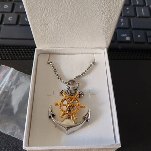 Nautical Pendant Necklace two-tone stainless steel like new