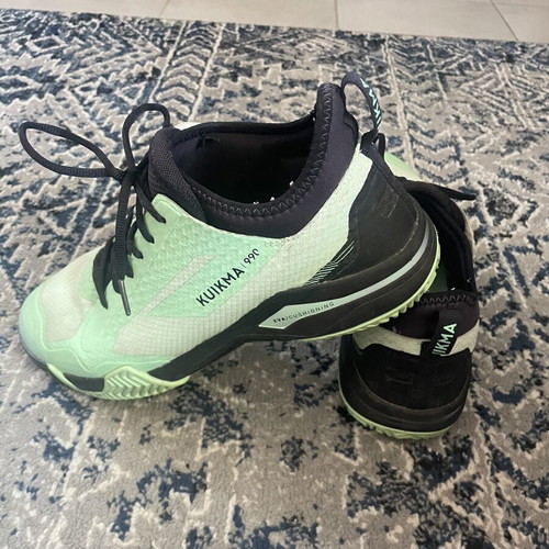 Kuikma padel shoes used, size 45, black and turquoise