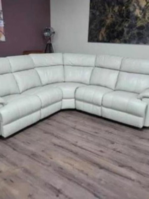 Gracy leather corner sofa light cream new, 252x252 cm