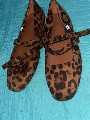 Leopard Mary Jane ballerina shoes size 38, brown
