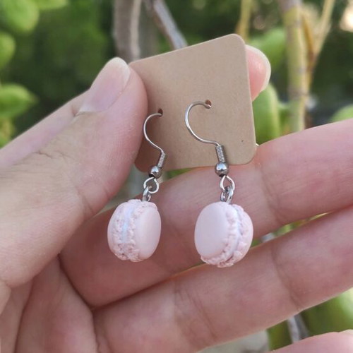 Earrings new polymer clay macarons with steel hooks