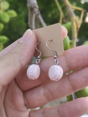 Earrings new polymer clay macarons with steel hooks