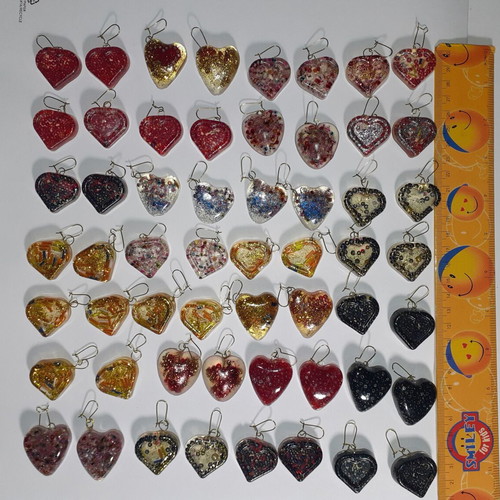Handmade earrings pack of 38 pairs with liquid glass material