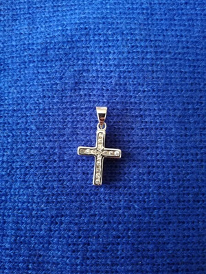 Silver 925 cross with white zircons like new