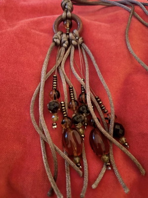Boho handmade long necklace brown new