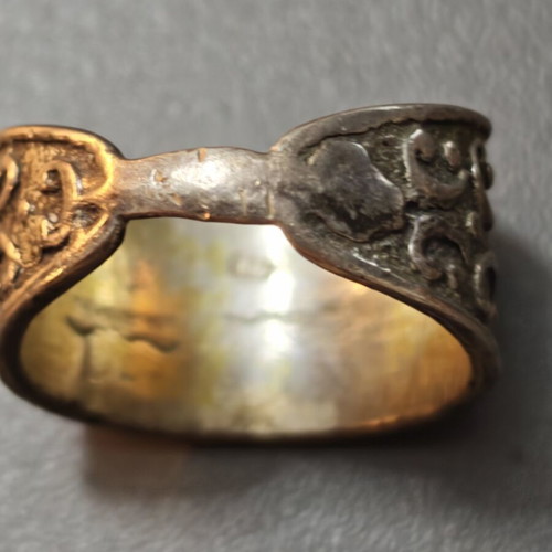 Ring with Deer Motif Used Silver Wide Band
