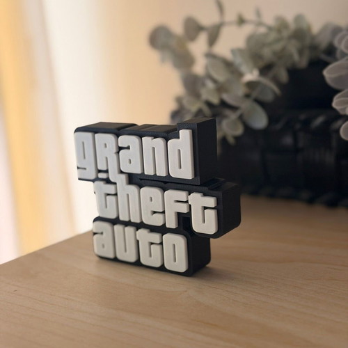 Grand Theft Auto Logo 3D Printed Desk Sign made to order