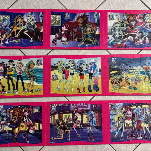 Monster High puzzle set like new, 9 glued on wood