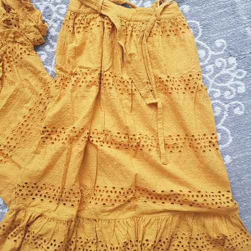 Women's cotton set blouse with skirt like new, mustard color, size XS